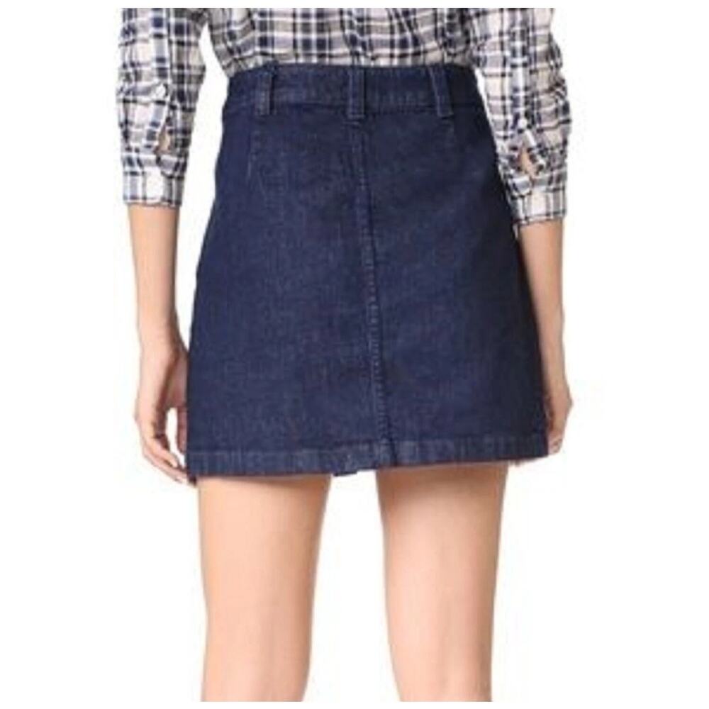 Madewell Utility Zip Front Mini Jean Skirt Denim Patch Pockets Dark Indigo 28 - Picture 2 of 8